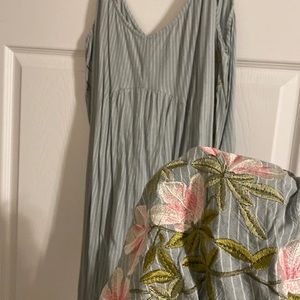 Anthropology floral embroidered jumpsuit